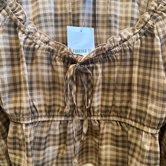 Forever 21 Brown Plaid Crop Top - Picture 3 of 5